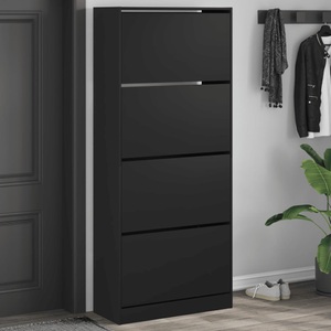 vidaXL, vidaXL Schuhschrank mit 4 Klappen Schwarz 80x34x187,5 cm