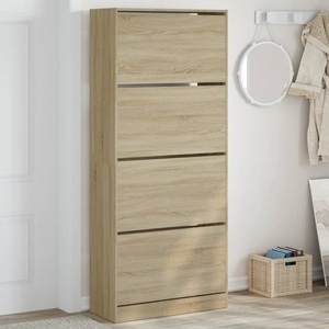 vidaXL, vidaXL Schuhschrank mit 4 Klappen Sonoma-Eiche 80x34x187,5 cm, vidaXL Schuhschrank mit 4 Klappen Sonoma-Eiche 80x34x187,5 cm