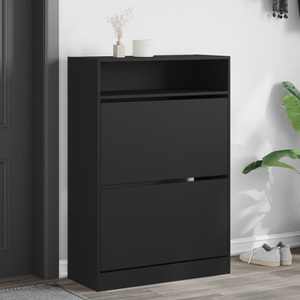 vidaXL, vidaXL Schuhschrank mit 2 Klappen Schwarz 80x34x116 cm