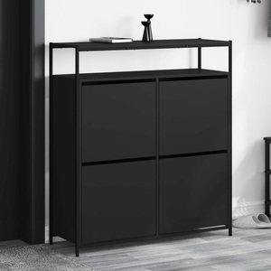 vidaXL, vidaXL Schuhschrank mit 4 Klappen Schwarz 100x34x112 cm