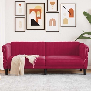 vidaXL, vidaXL Sofa 3-Sitzer Weinrot Samt, vidaXL Sofa 3-Sitzer Weinrot Samt