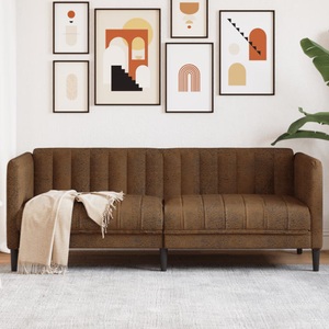 vidaXL, vidaXL Sofa 2-Sitzer Braun Stoff, vidaXL 2-Sitzer Sofa Braun Kunstleder Wildleder-Optik