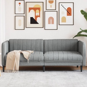 vidaXL, vidaXL Sofa 3-Sitzer Hellgrau Stoff