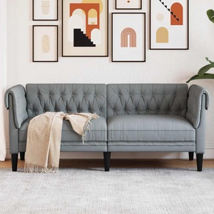 vidaXL, vidaXL Chesterfield-Sofa 2-Sitzer Hellgrau Stoff