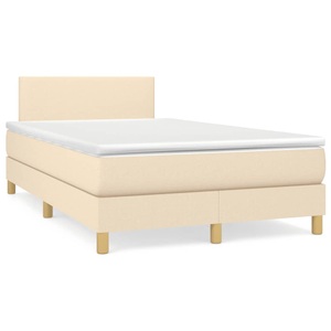 vidaXL, vidaXL Boxspringbett mit Matratze Creme 120x190 cm Stoff