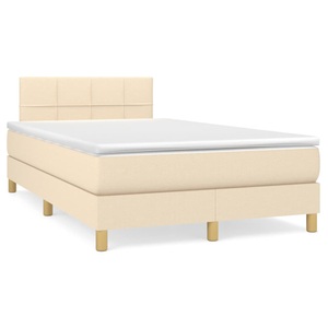 vidaXL, vidaXL Boxspringbett mit Matratze Creme 120x190 cm Stoff