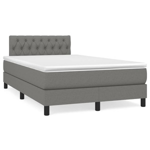 vidaXL, vidaXL Boxspringbett mit Matratze Dunkelgrau 120x190 cm Stoff