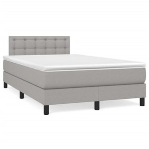 vidaXL, vidaXL Boxspringbett mit Matratze Hellgrau 120x190 cm Stoff