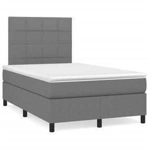 vidaXL, vidaXL Boxspringbett mit Matratze Dunkelgrau 120x190 cm Stoff