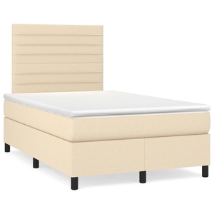 vidaXL, vidaXL Boxspringbett mit Matratze Creme 120x190 cm Stoff
