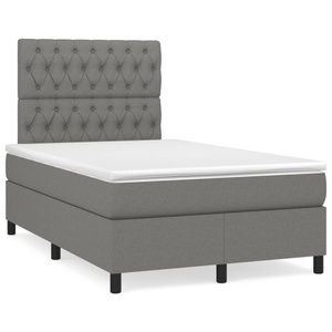vidaXL, vidaXL Boxspringbett mit Matratze Dunkelgrau 120x190 cm Stoff