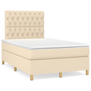 vidaXL, vidaXL Boxspringbett mit Matratze Creme 120x190 cm Stoff