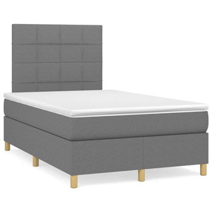 vidaXL, vidaXL Boxspringbett mit Matratze Dunkelgrau 120x190 cm Stoff