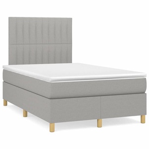 vidaXL, vidaXL Boxspringbett mit Matratze Hellgrau 120x190 cm Stoff
