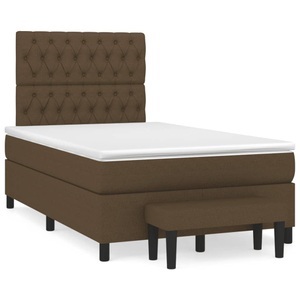 vidaXL, vidaXL Boxspringbett mit Matratze Dunkelbraun 120x190 cm Stoff, vidaXL Boxspringbett mit Matratze Dunkelbraun 120x190 cm Stoff