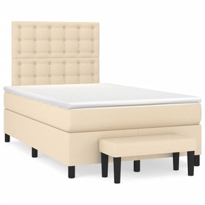 vidaXL, vidaXL Boxspringbett mit Matratze Creme 120x190 cm Stoff, vidaXL Boxspringbett mit Matratze Creme 120x190 cm Stoff
