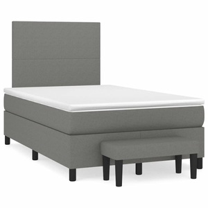 vidaXL, vidaXL Boxspringbett mit Matratze Dunkelgrau 120x190 cm Stoff, vidaXL Boxspringbett mit Matratze Dunkelgrau 120x190 cm Stoff