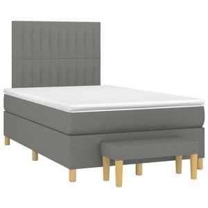 vidaXL, vidaXL Boxspringbett mit Matratze Dunkelgrau 120x190 cm Stoff, vidaXL Boxspringbett mit Matratze Dunkelgrau 120x190 cm Stoff