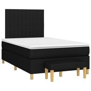 vidaXL, vidaXL Boxspringbett mit Matratze Schwarz 120x190 cm Stoff, vidaXL Boxspringbett mit Matratze Schwarz 120x190 cm Stoff