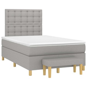 vidaXL, vidaXL Boxspringbett mit Matratze Hellgrau 120x190 cm Stoff, vidaXL Boxspringbett mit Matratze Hellgrau 120x190 cm Stoff
