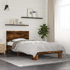 vidaXL, vidaXL Bettgestell Räuchereiche 75x190 cm Holzwerkstoff und Metall