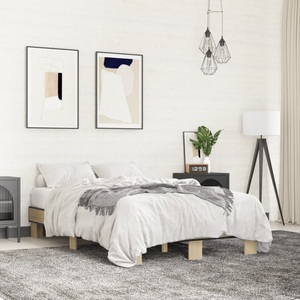 vidaXL, vidaXL Bettgestell Sonoma-Eiche 120x200 cm Holzwerkstoff und Metall