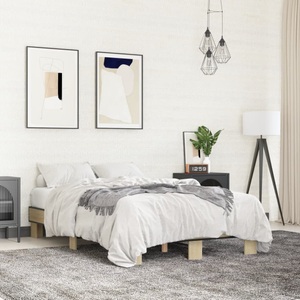 vidaXL, vidaXL Bettgestell Sonoma-Eiche 120x190 cm Holzwerkstoff und Metall