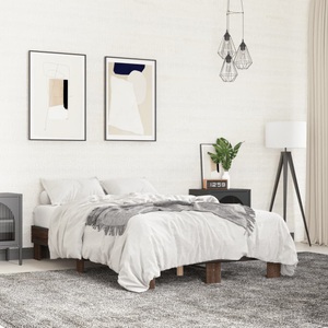vidaXL, vidaXL Bettgestell Braun Eichen-Optik 140x190 cm Holzwerkstoff Metall