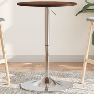 vidaXL, vidaXL Bartisch Dunkelbraun Ø50x89,5 cm Massivholz Eiche, vidaXL Bartisch Dunkelbraun Ø50x89,5 cm Massivholz Eiche
