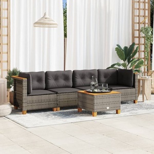 vidaXL, vidaXL 5-tlg. Garten-Sofagarnitur mit Kissen Grau Poly Rattan, vidaXL 5-tlg. Garten-Sofagarnitur mit Kissen Grau Poly Rattan