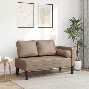 vidaXL, vidaXL Chaiselongue mit Kissen Cappuccino Kunstleder, vidaXL Chaiselongue mit Kissen Cappuccino Kunstleder