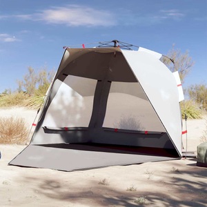 vidaXL, vidaXL Strandzelt 3 Personen Grau Quick Release Wasserdicht