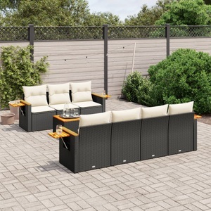 vidaXL, vidaXL 8-tlg. Garten-Sofagarnitur mit Kissen Schwarz Poly Rattan, vidaXL 8-tlg. Garten-Sofagarnitur mit Kissen Schwarz Poly Rattan