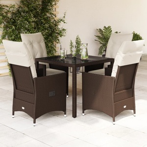 vidaXL, vidaXL 5-tlg. Garten-Essgruppe mit Kissen Braun Poly Rattan, vidaXL 5-tlg. Garten-Essgruppe mit Kissen Braun Poly Rattan