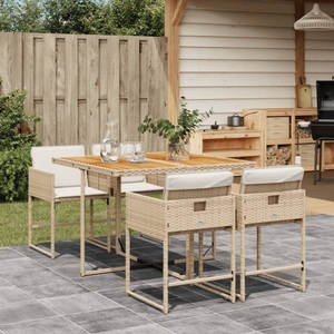 vidaXL, vidaXL 5-tlg. Garten-Essgruppe mit Kissen Beige Poly Rattan, vidaXL 5-tlg. Garten-Essgruppe mit Kissen Beige Poly Rattan
