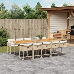 vidaXL, vidaXL 11-tlg. Garten-Essgruppe mit Kissen Beige Poly Rattan, vidaXL 11-tlg. Garten-Essgruppe mit Kissen Beige Poly Rattan