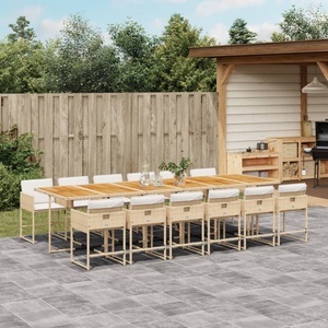 vidaXL, vidaXL 13-tlg. Garten-Essgruppe mit Kissen Beige Poly Rattan, vidaXL 13-tlg. Garten-Essgruppe mit Kissen Beige Poly Rattan