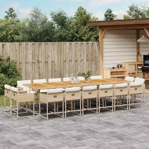 vidaXL, vidaXL 17-tlg. Garten-Essgruppe mit Kissen Beige Poly Rattan, vidaXL 17-tlg. Garten-Essgruppe mit Kissen Beige Poly Rattan