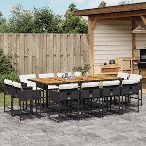 vidaXL, vidaXL 13-tlg. Garten-Essgruppe mit Kissen Schwarz Poly Rattan, vidaXL 13-tlg. Garten-Essgruppe mit Kissen Schwarz Poly Rattan