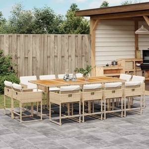 vidaXL, vidaXL 13-tlg. Garten-Essgruppe mit Kissen Beige Poly Rattan, vidaXL 13-tlg. Garten-Essgruppe mit Kissen Beige Poly Rattan