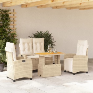 vidaXL, vidaXL 4-tlg. Garten-Essgruppe mit Kissen Beige Poly Rattan