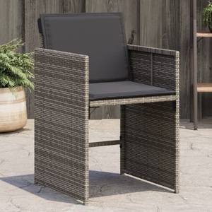 vidaXL, vidaXL Gartenstühle mit Kissen 4 Stk. Grau Poly Rattan, vidaXL Gartenstühle mit Kissen 4 Stk. Grau Poly Rattan
