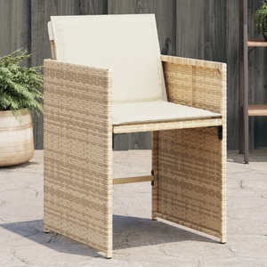vidaXL, vidaXL Gartenstühle mit Kissen 4 Stk. Beige Poly Rattan, vidaXL Gartenstühle mit Kissen 4 Stk. Beige Poly Rattan