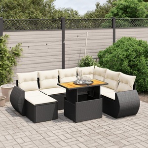 vidaXL, vidaXL 8-tlg. Garten-Sofagarnitur mit Kissen Schwarz Poly Rattan, vidaXL 8-tlg. Garten-Sofagarnitur mit Kissen Schwarz Poly Rattan