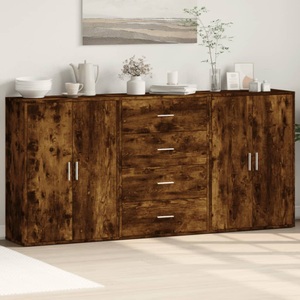 vidaXL, vidaXL Sideboards 3 Stk. Räuchereiche 60x31x84 cm Holzwerkstoff