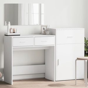 vidaXL, vidaXL 3-tlg. Schminktisch-Set Weiß Holzwerkstoff