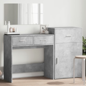 vidaXL, vidaXL 3-tlg. Schminktisch-Set Betongrau Holzwerkstoff