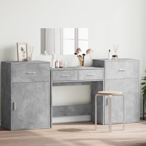 vidaXL, vidaXL 4-tlg. Schminktisch-Set Betongrau Holzwerkstoff