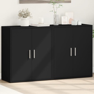 vidaXL, vidaXL Sideboards 2 Stk. Schwarz 60x31x70 cm Holzwerkstoff