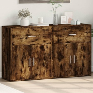 vidaXL, vidaXL Sideboards 2 Stk. Räuchereiche 60x31x70 cm Holzwerkstoff